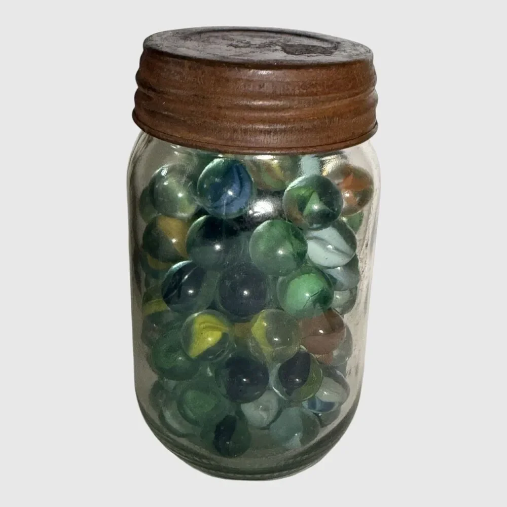 Mason Jar Pint Canning Mid Century Vintage Marbles #4